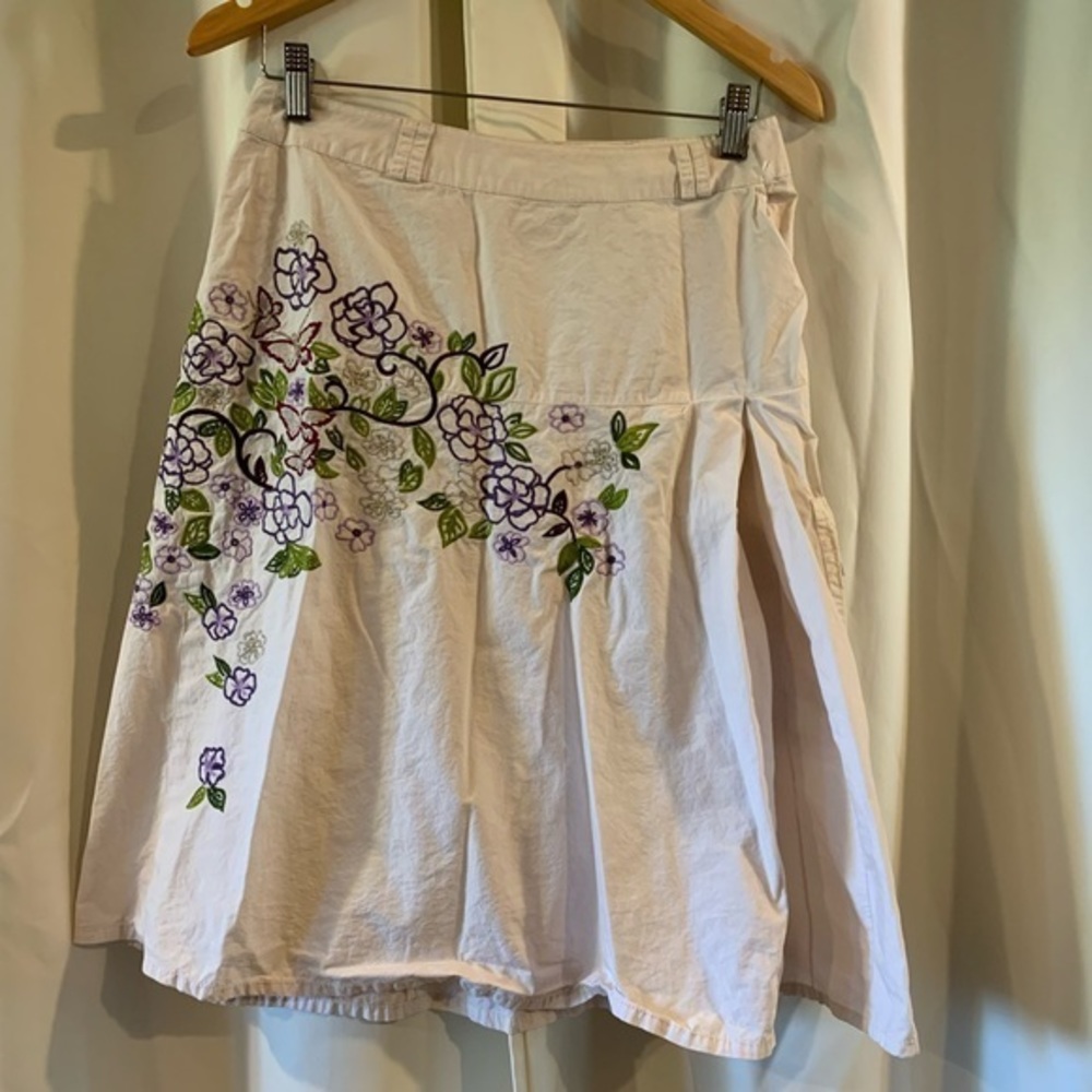 Alain Manoukian Knee Length Linen Floral Skirt Size 6